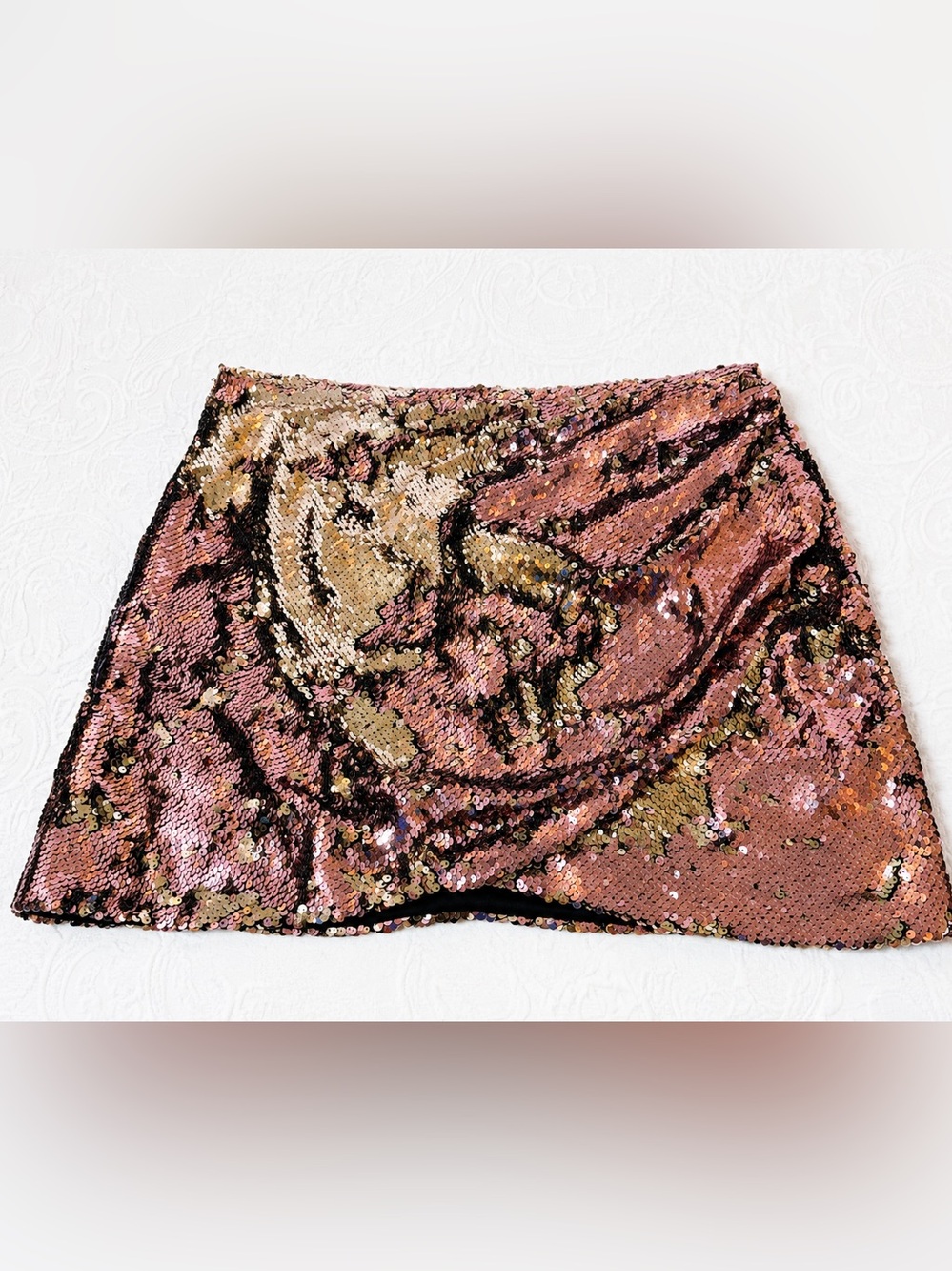Topshop Rose Gold and Gold Sequin Mini Skirt